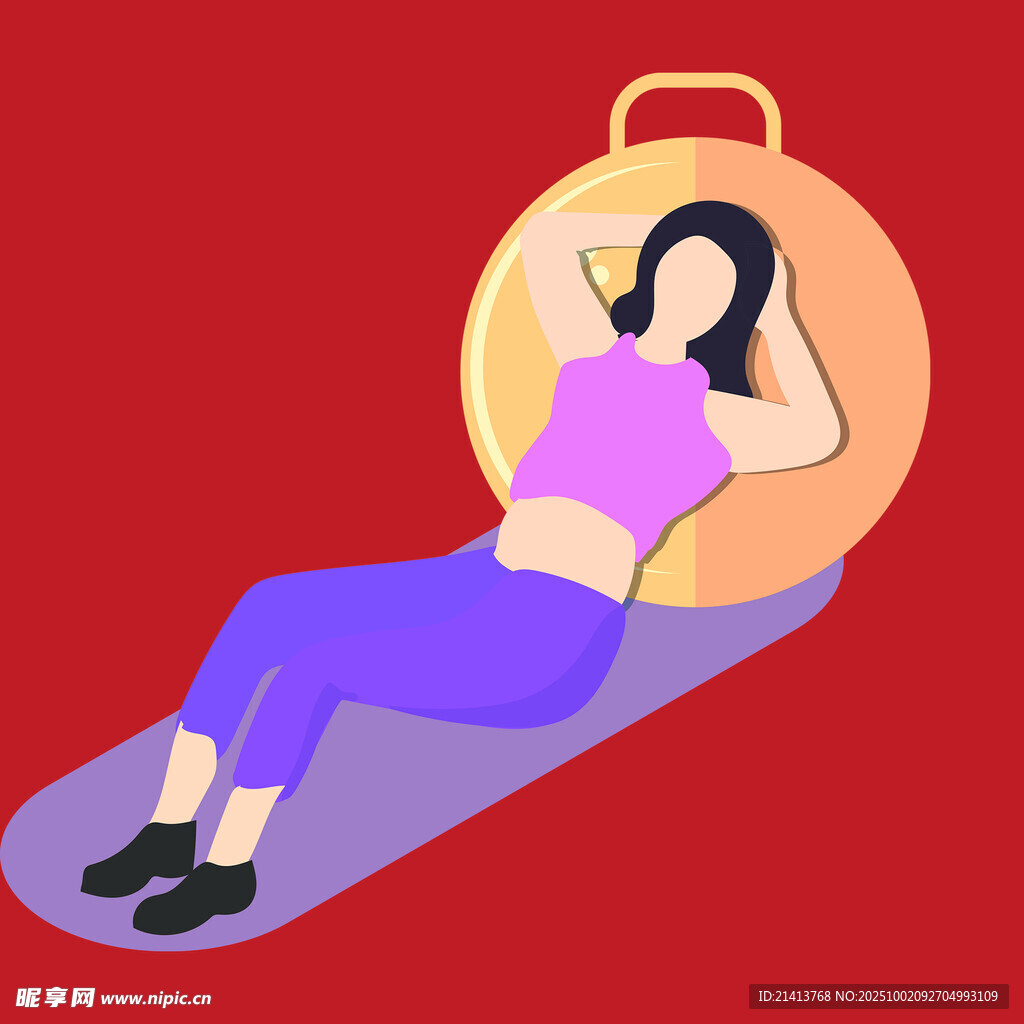 女子仰臥健身鍛煉場景