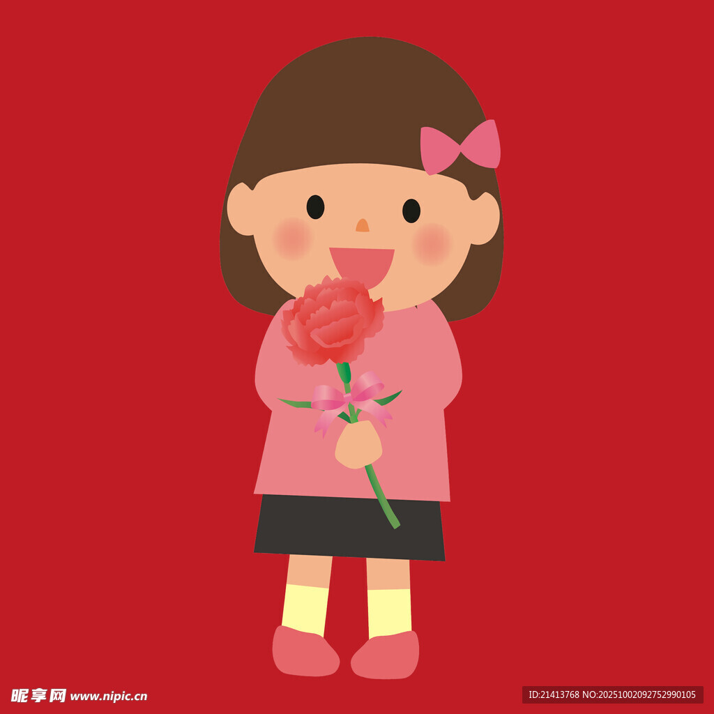手持玫瑰的可愛小女孩