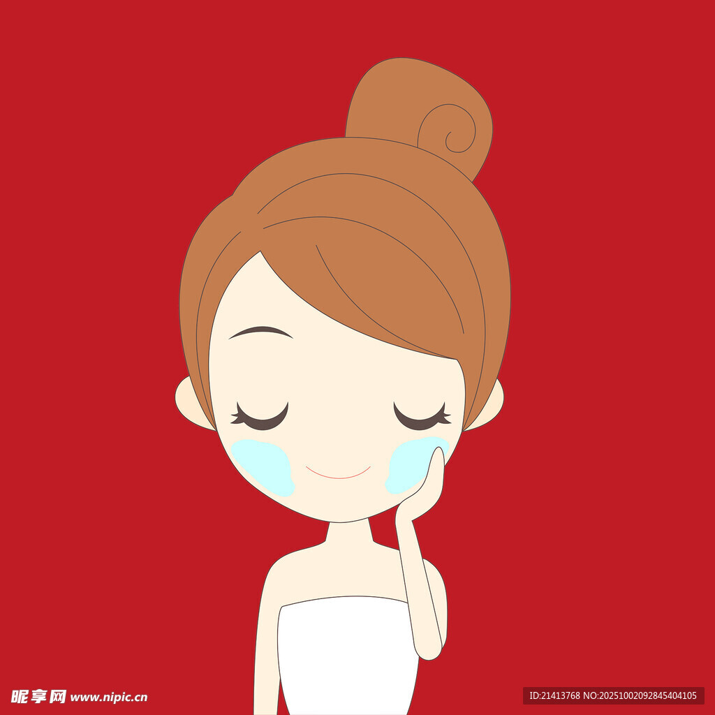 閉眼抹淚的卡通女孩