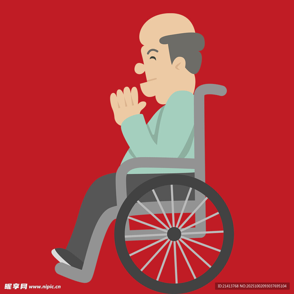 坐輪椅老人虔誠祈禱