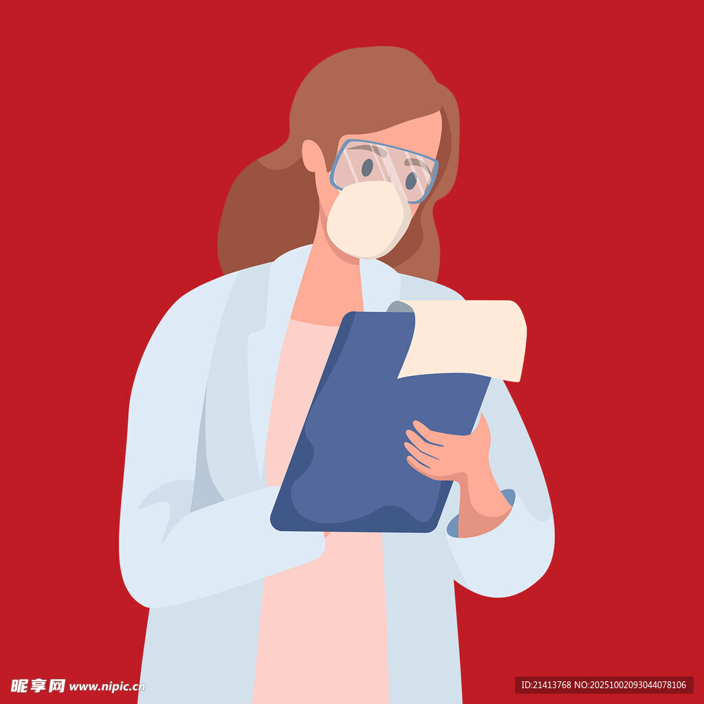 女醫(yī)生手持病歷夾查看記錄