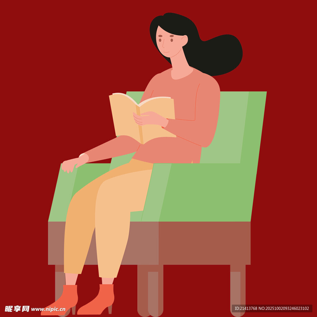 女子愜意地在椅上閱讀