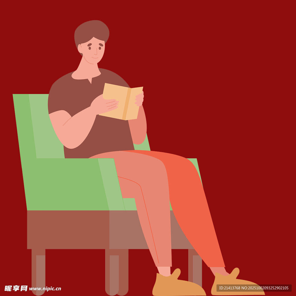 男子愜意坐沙發(fā)閱讀書籍