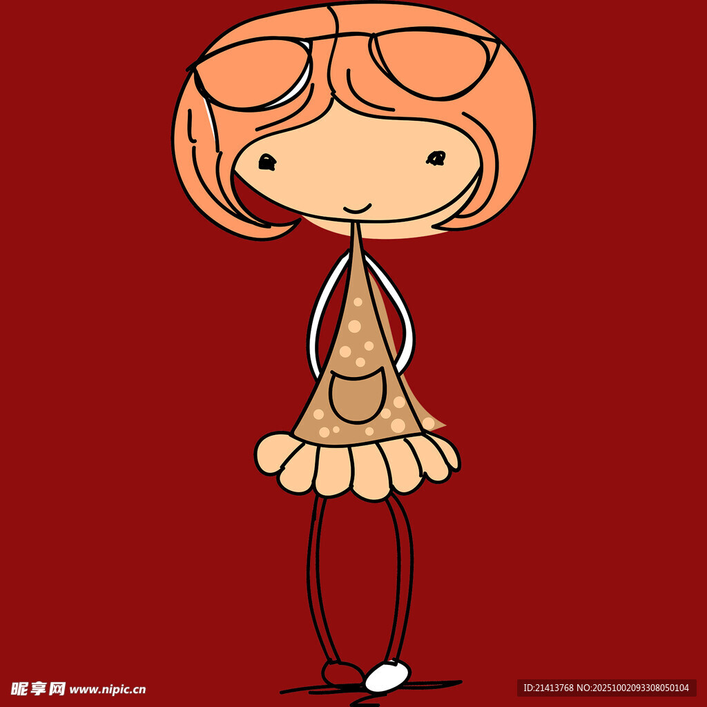 紅發(fā)戴眼鏡的卡通女孩