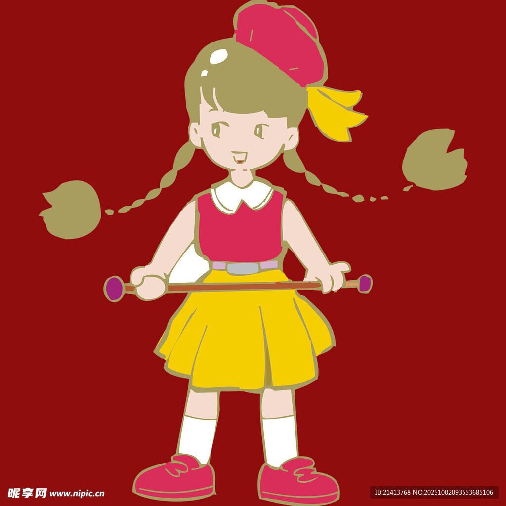 扎辮女孩手持跳繩