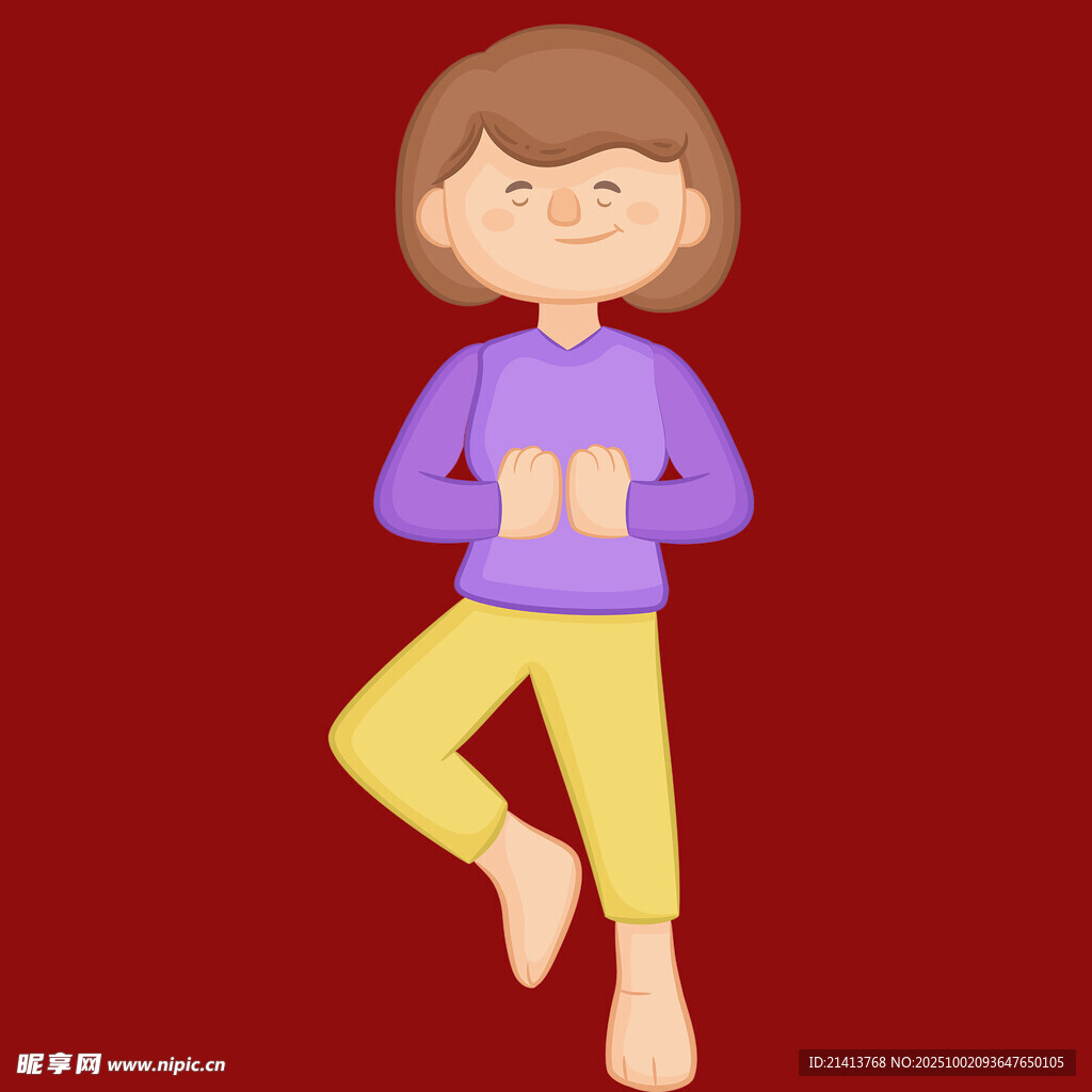 女孩單腿站立做瑜伽動作