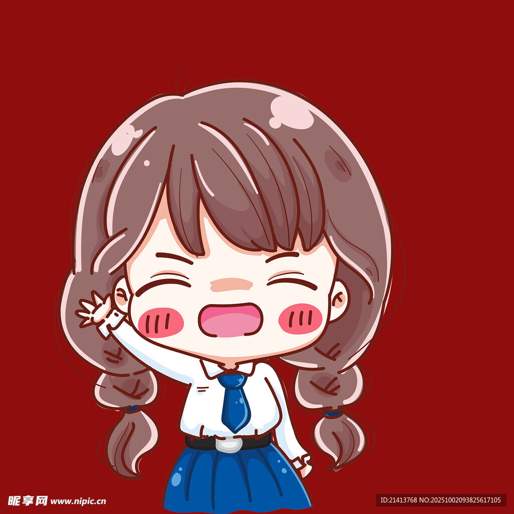 扎辮少女露開心笑容