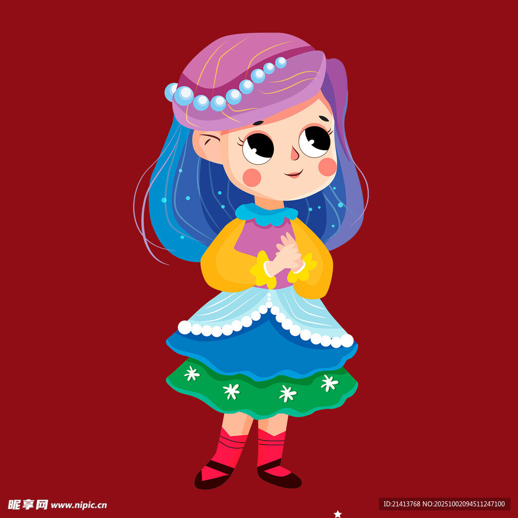可愛(ài)藍(lán)發(fā)女孩的甜美裝扮