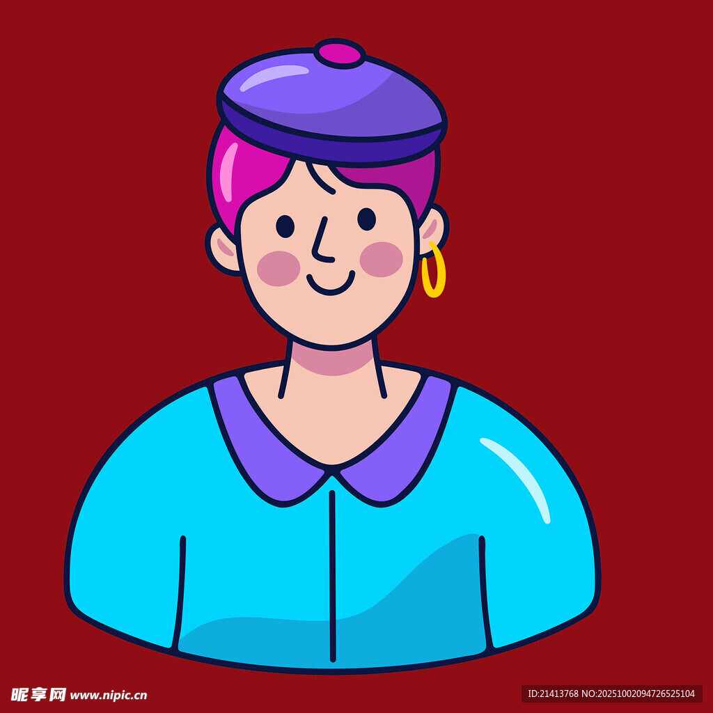 戴帽藍(lán)衣女士頭像