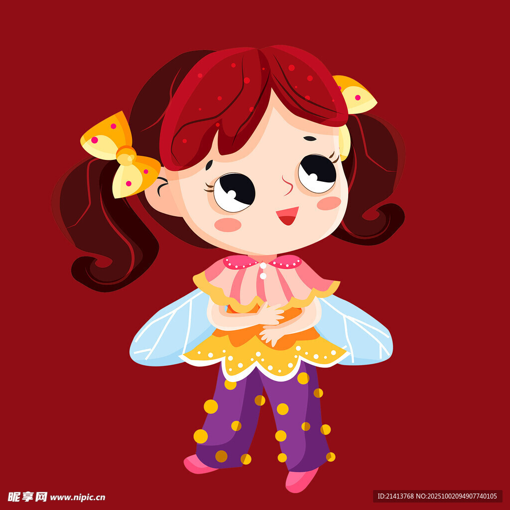 可愛花仙子小女孩插畫