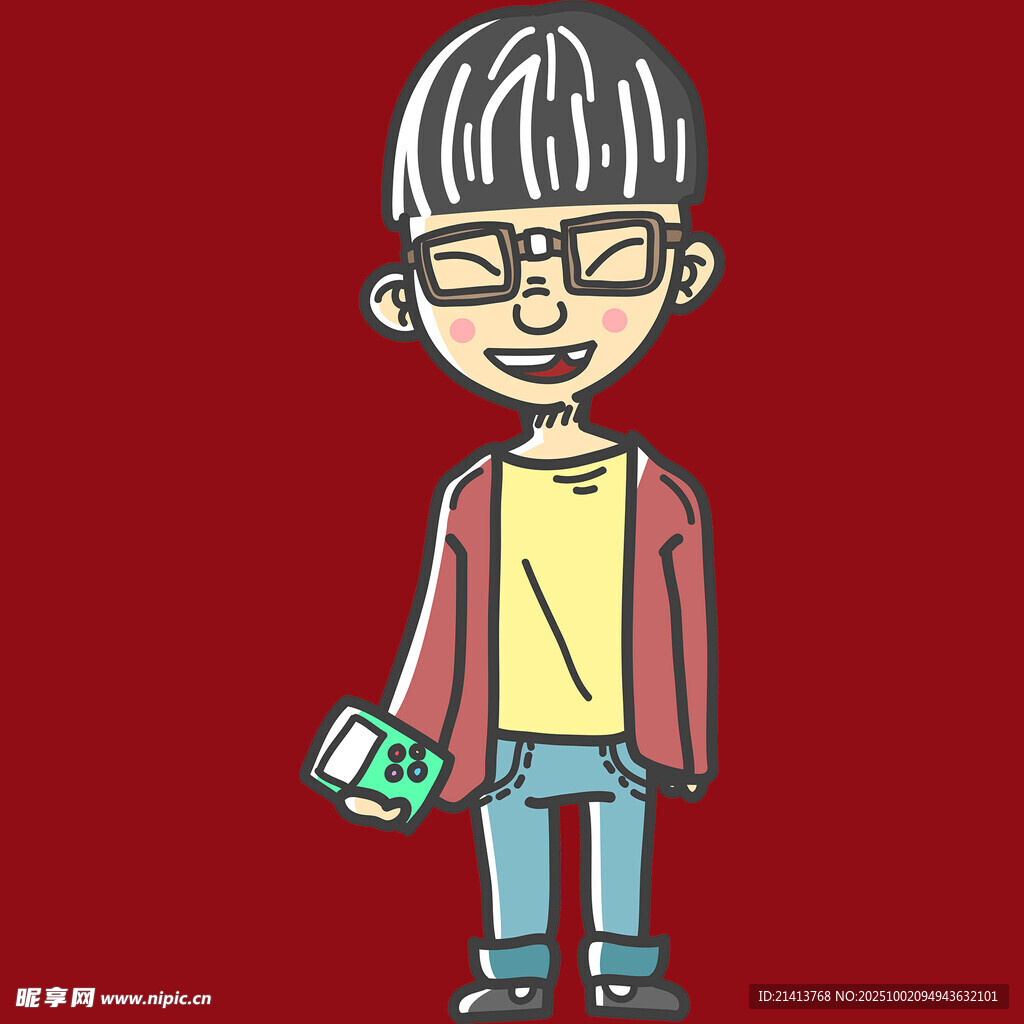 戴眼鏡的時尚卡通男孩