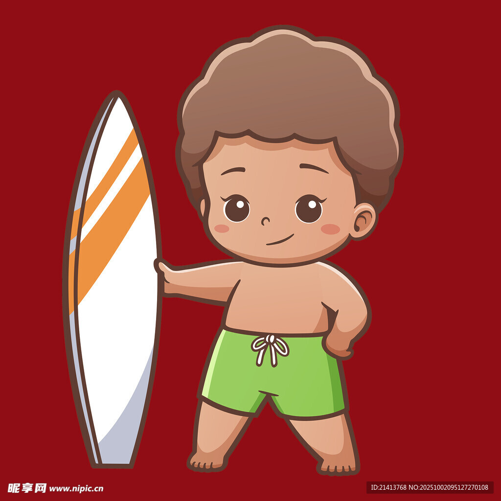 小男孩手持沖浪板準(zhǔn)備出發(fā)