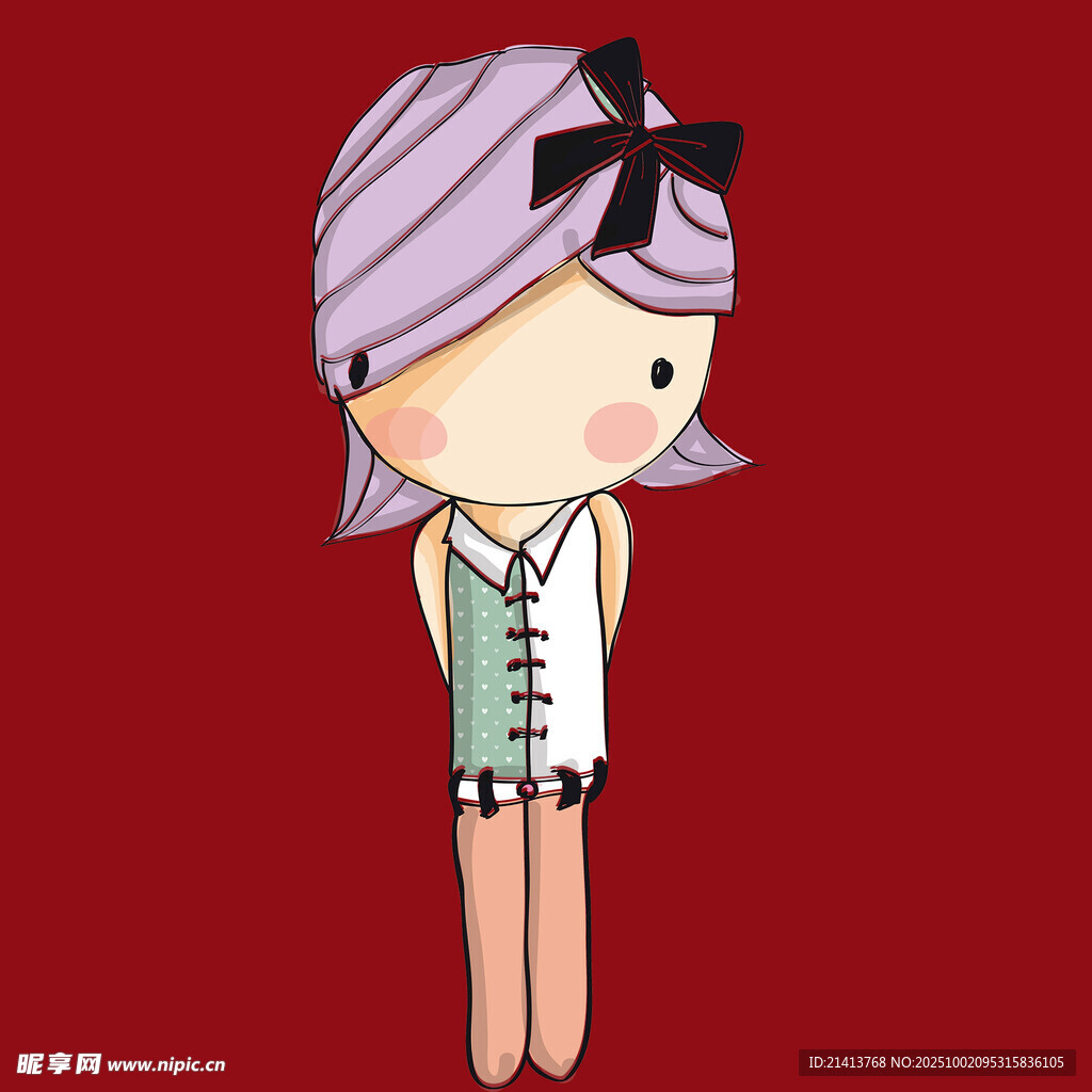 紫色短發(fā)卡通女孩形象