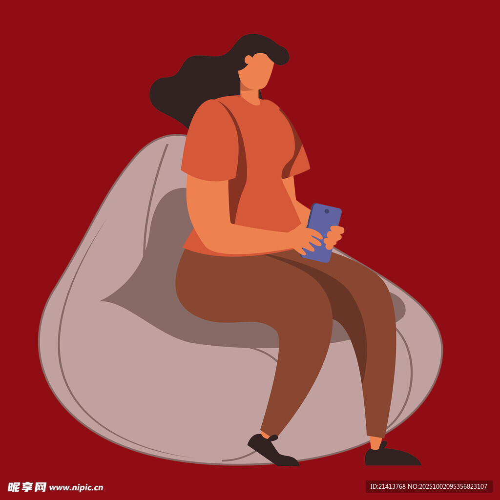 孕婦坐豆袋椅手持飲品
