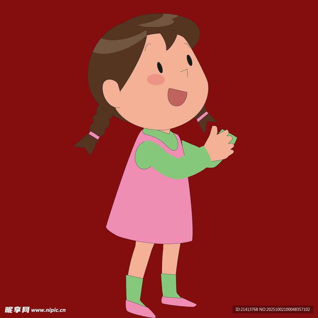 扎辮女孩手持物品很開心