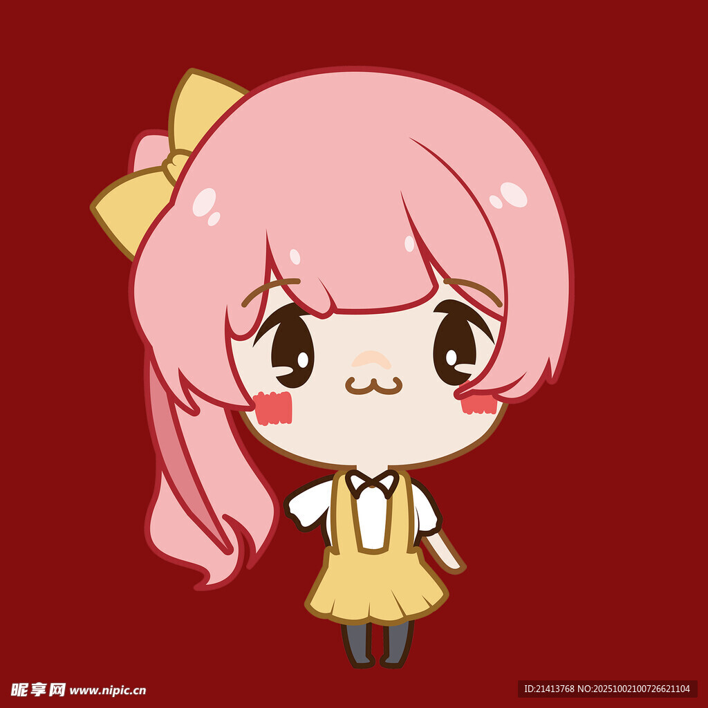 粉色長發(fā)卡通萌系女孩