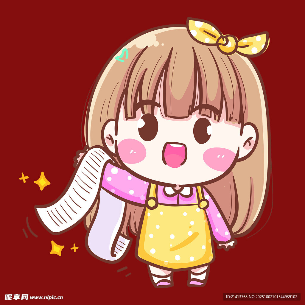 可愛女孩手持長(zhǎng)卷