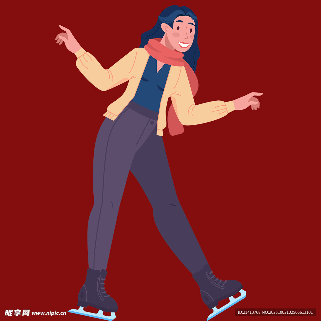女孩優(yōu)雅滑冰姿態(tài)展示