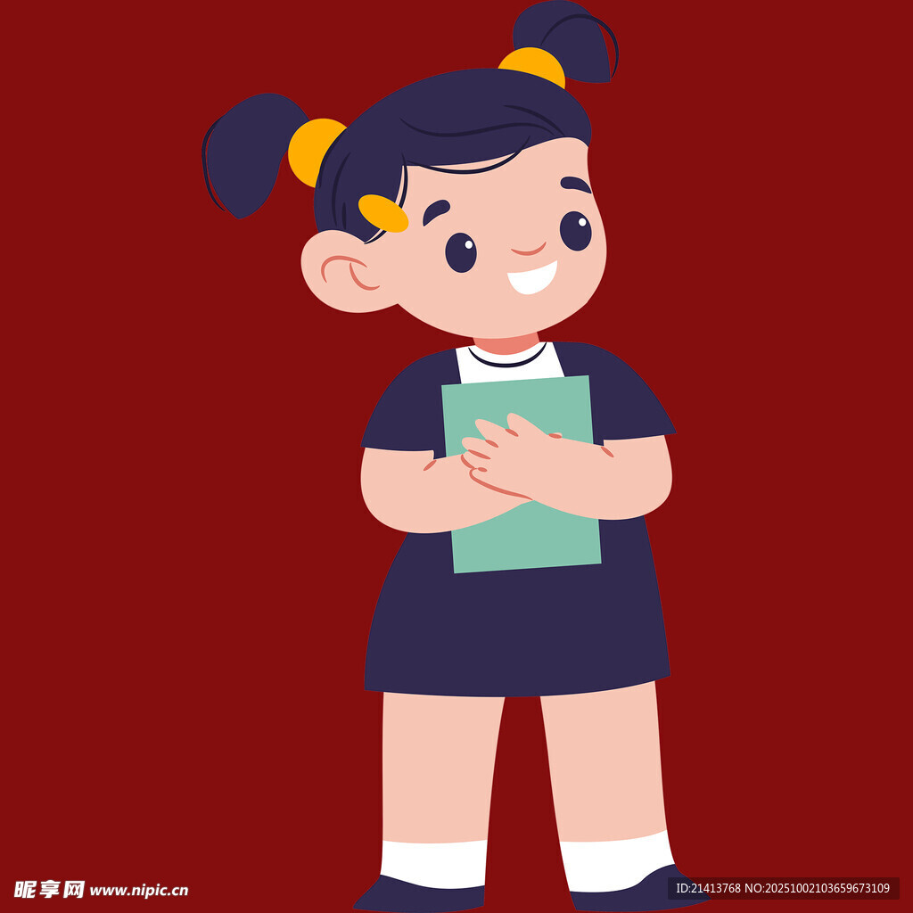 扎雙馬尾的可愛女學生