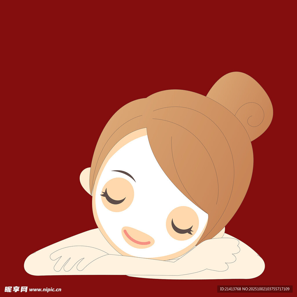 敷面膜小憩的可愛女孩