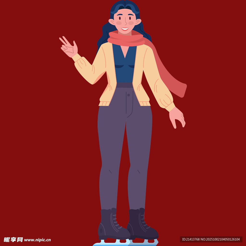 女孩滑滑板揮手示意