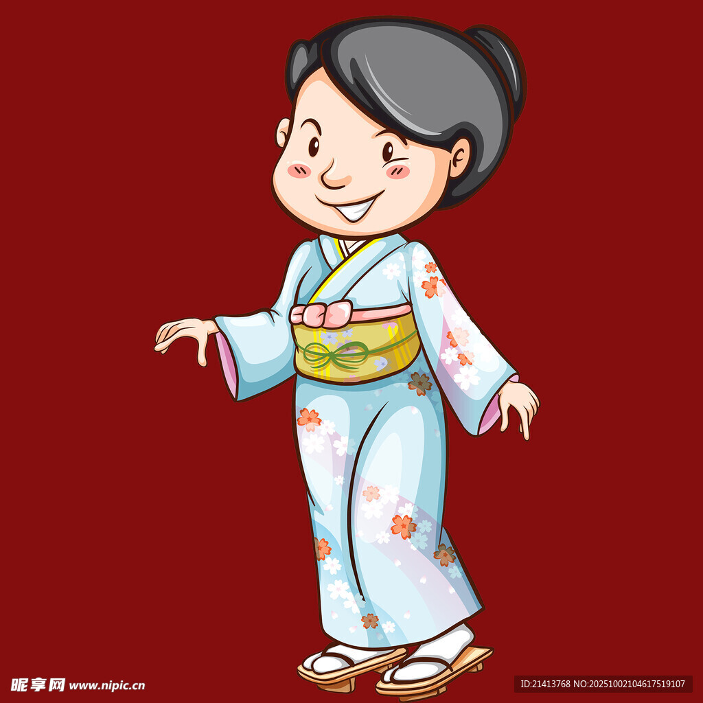 穿和服的可愛日本女孩
