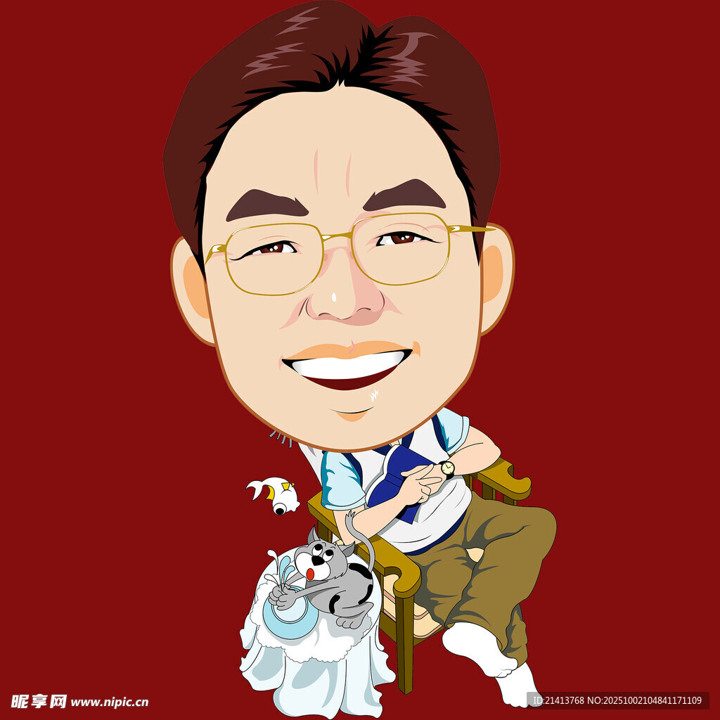 卡通風(fēng)格男士與寵物形象
