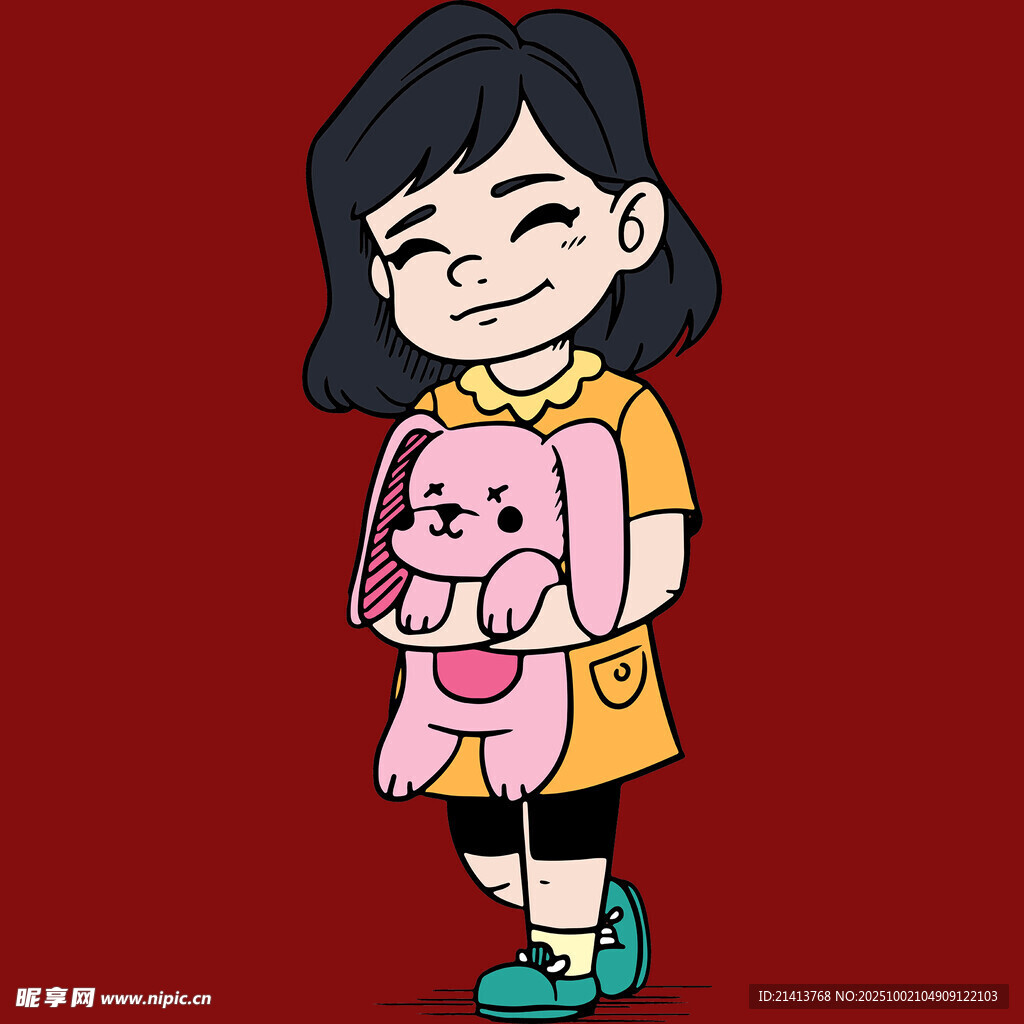 抱著玩偶的可愛小女孩