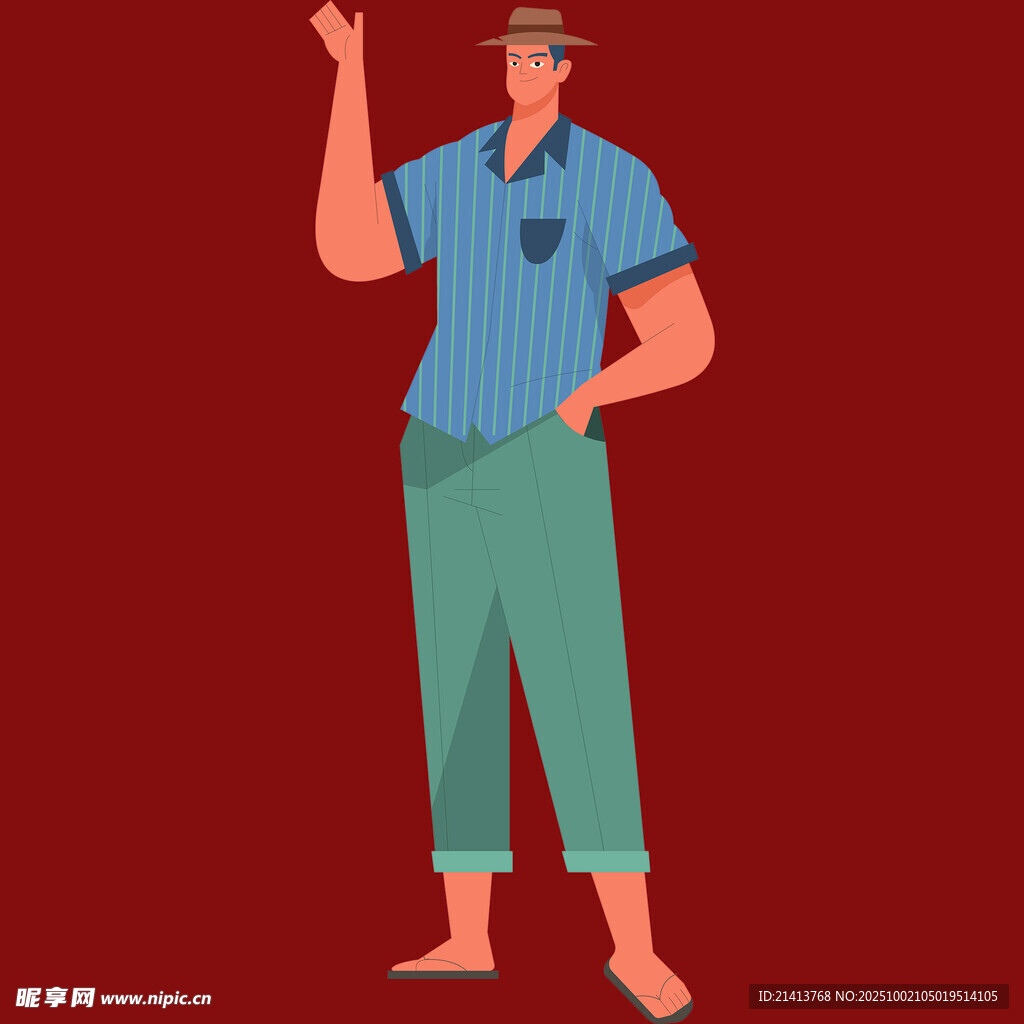 戴帽男子舉手站立姿態(tài)