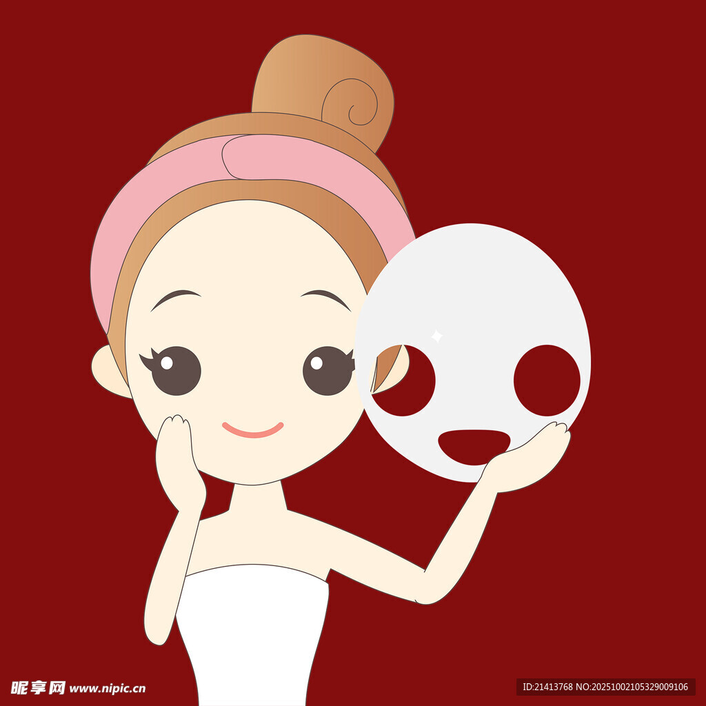 女孩手持面膜準(zhǔn)備護(hù)膚