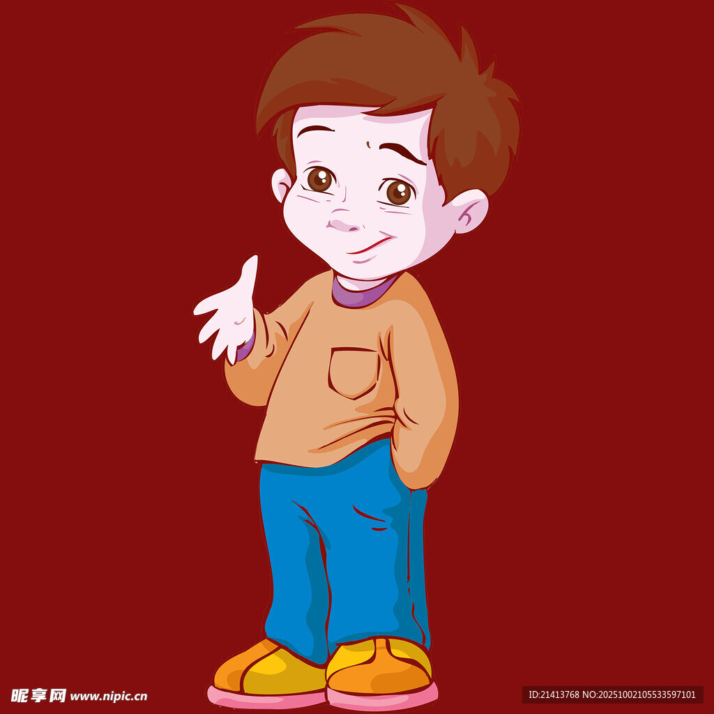 可愛男孩豎指俏皮模樣