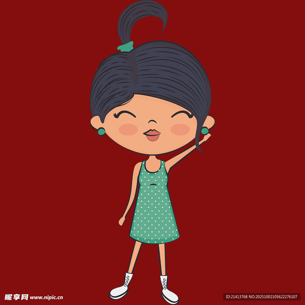 俏皮女孩綠色裙裝展活力