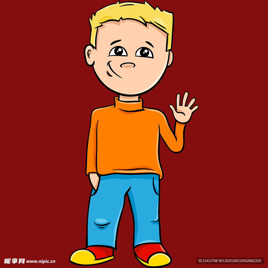 揮手的金發(fā)小男孩