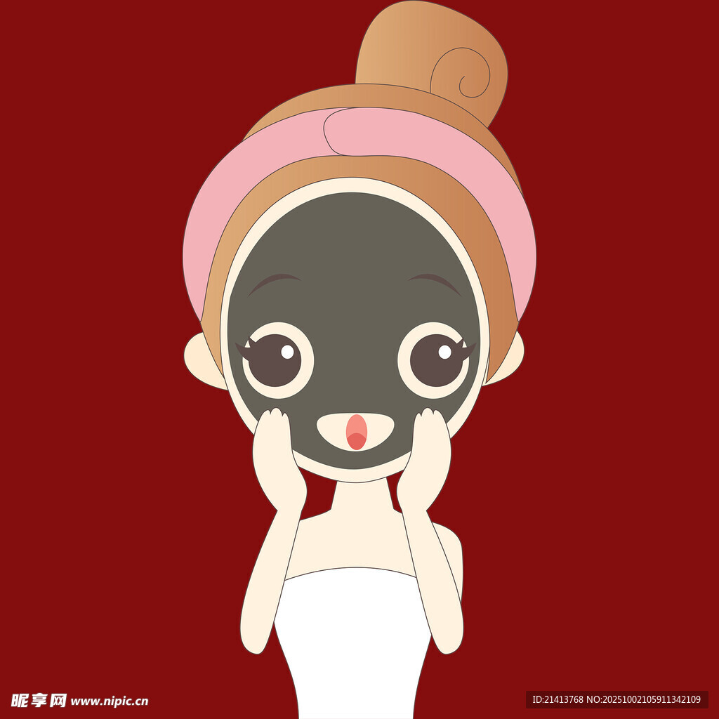 女孩敷著黑色面膜做護(hù)理
