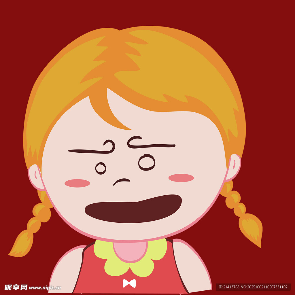 扎雙辮小女孩的搞怪表情