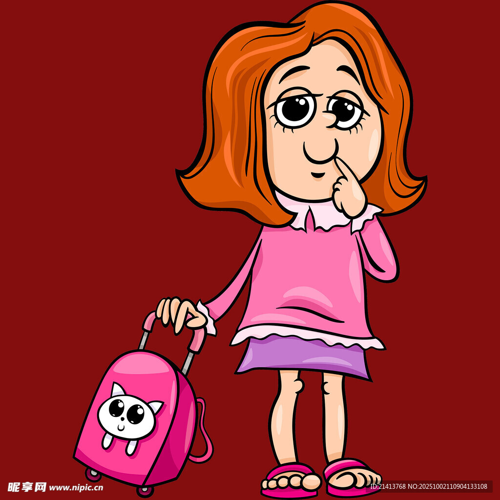 紅發(fā)女孩與可愛骷髏背包
