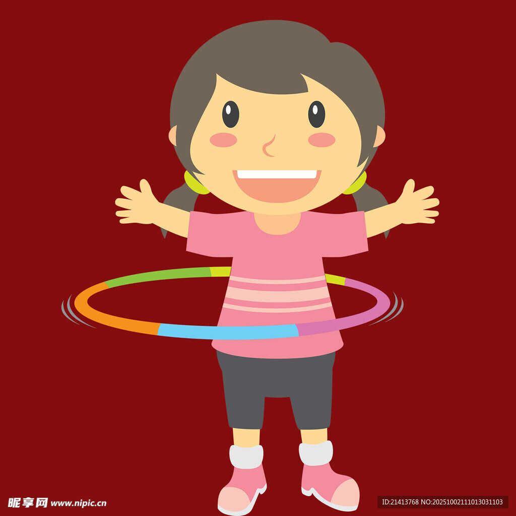 小女孩歡快轉(zhuǎn)呼啦圈