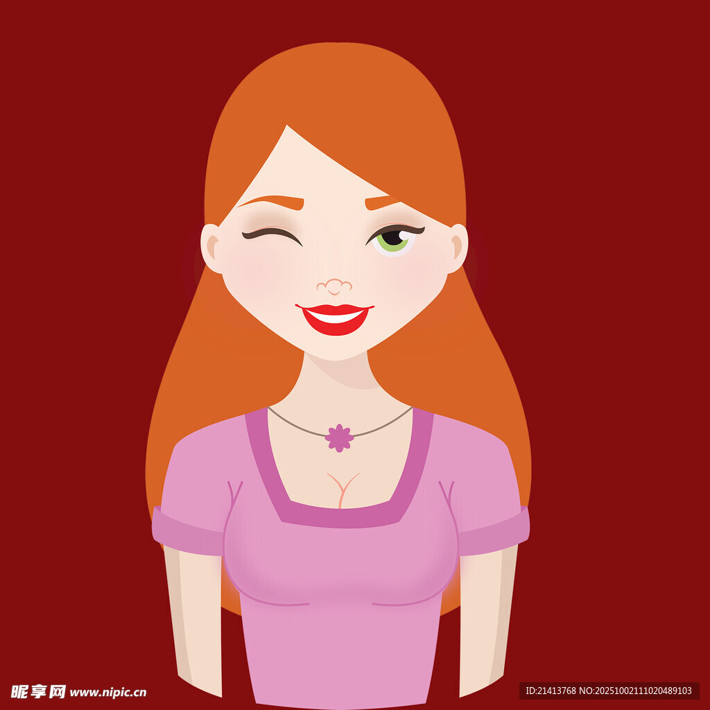 紅發(fā)微笑女士卡通形象