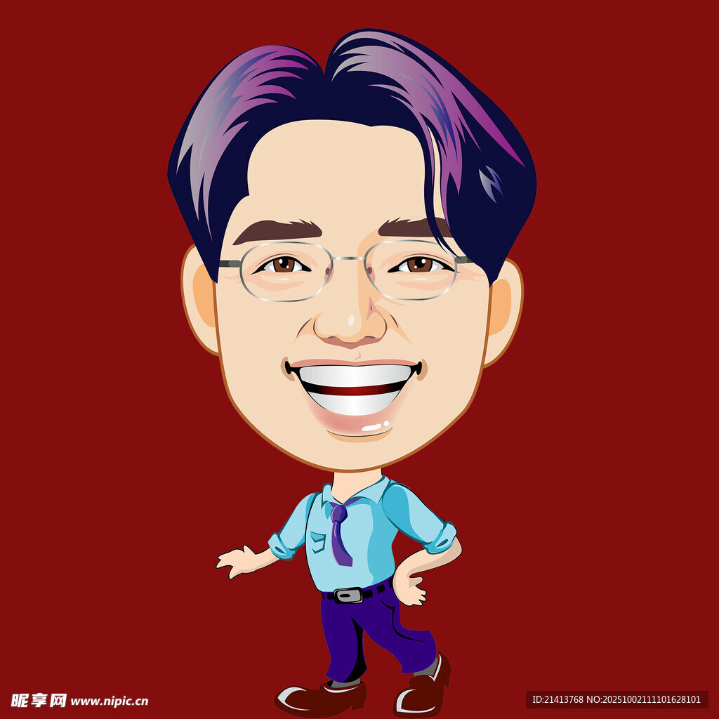 卡通風(fēng)格微笑男士形象