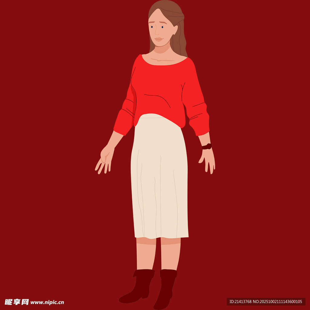 紅衣女子半身形象展示