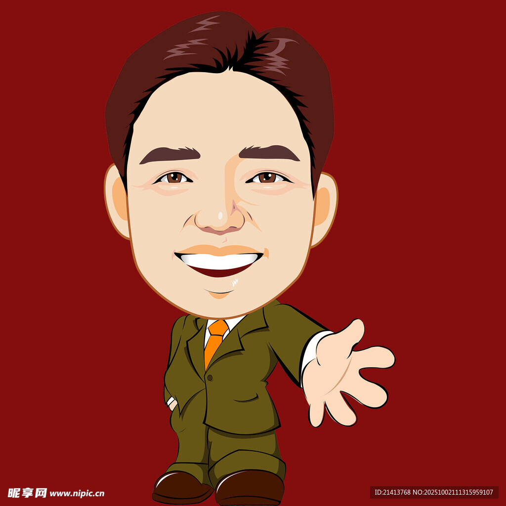 卡通風(fēng)格男士熱情伸手示意