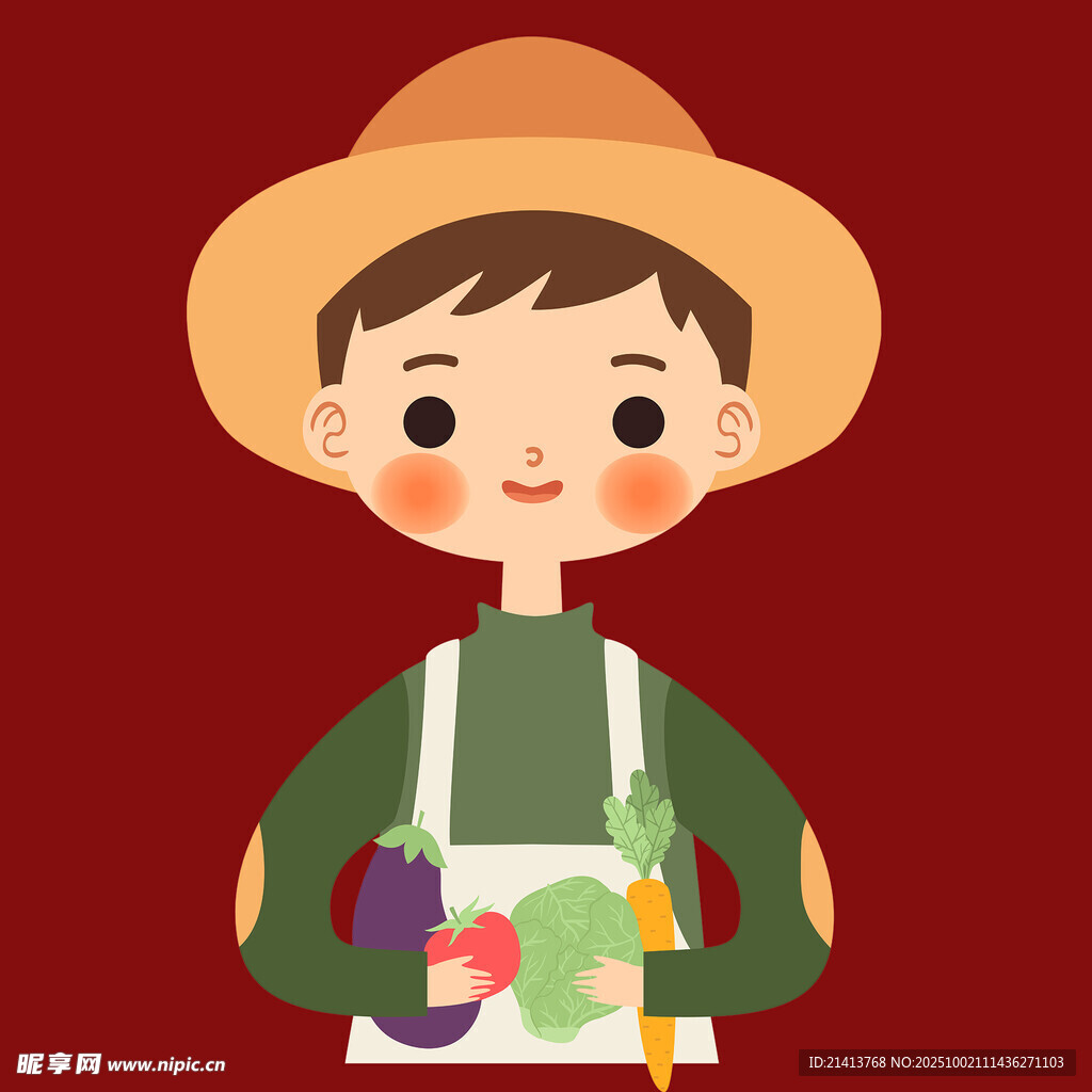 可愛農(nóng)夫持蔬果
