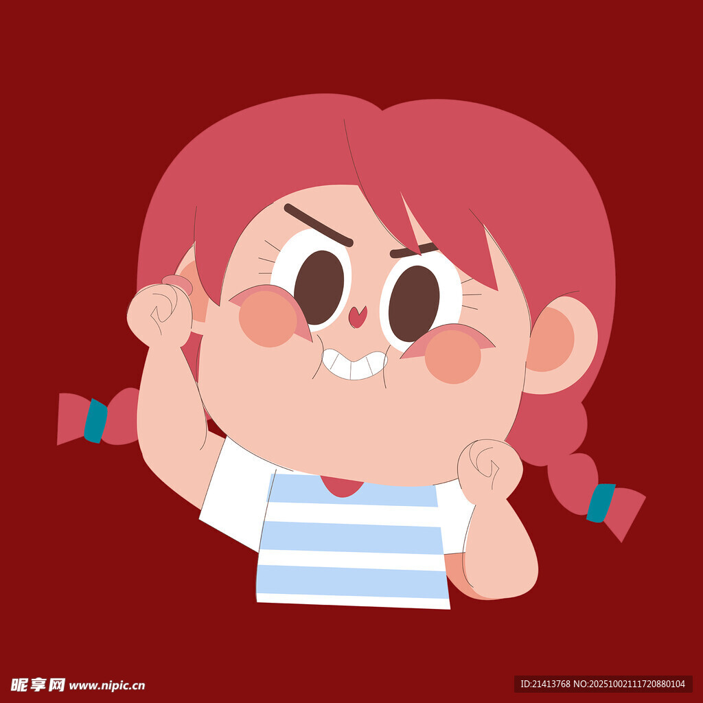 扎雙馬尾的俏皮小女孩