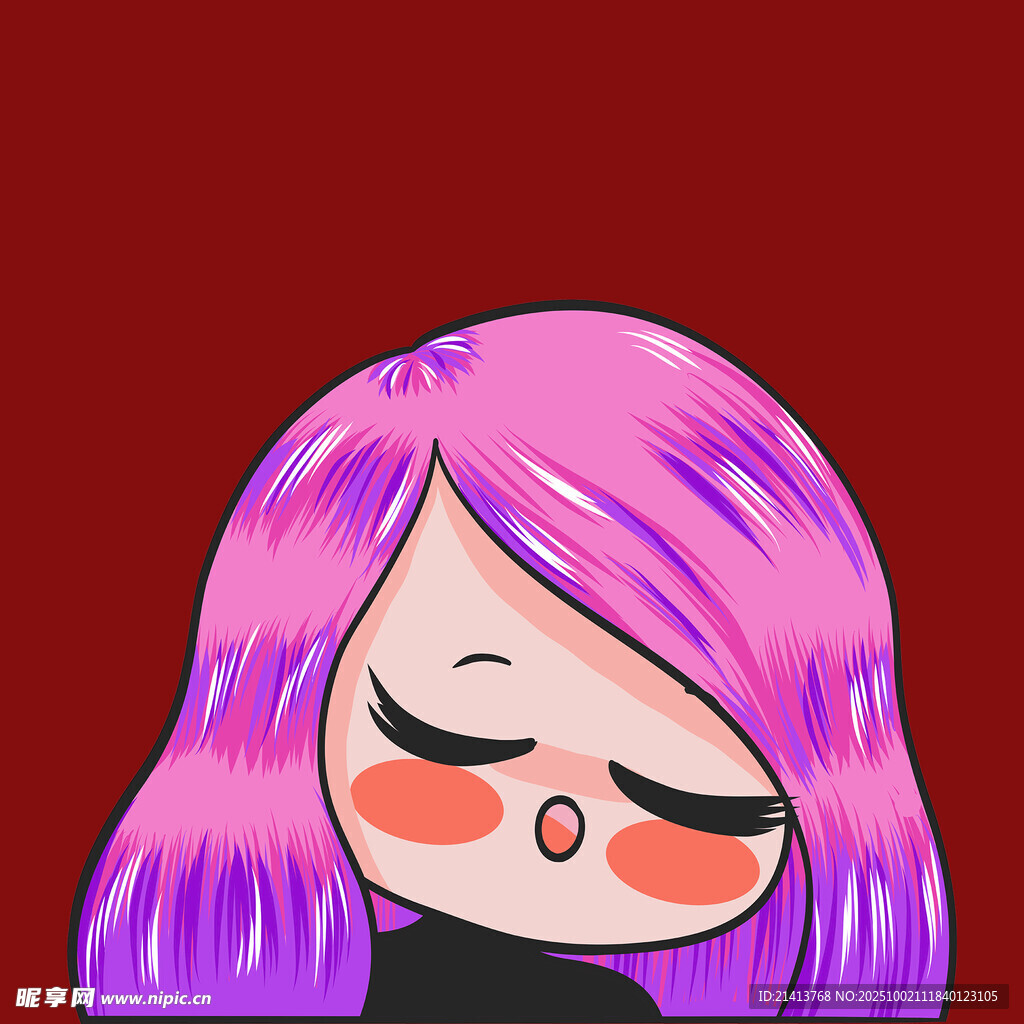 閉眼的粉發(fā)卡通女孩