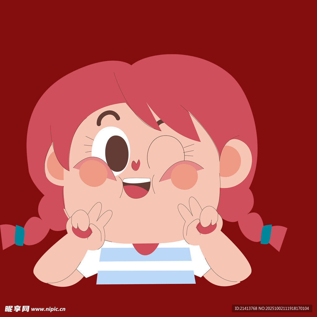 俏皮扎辮女孩