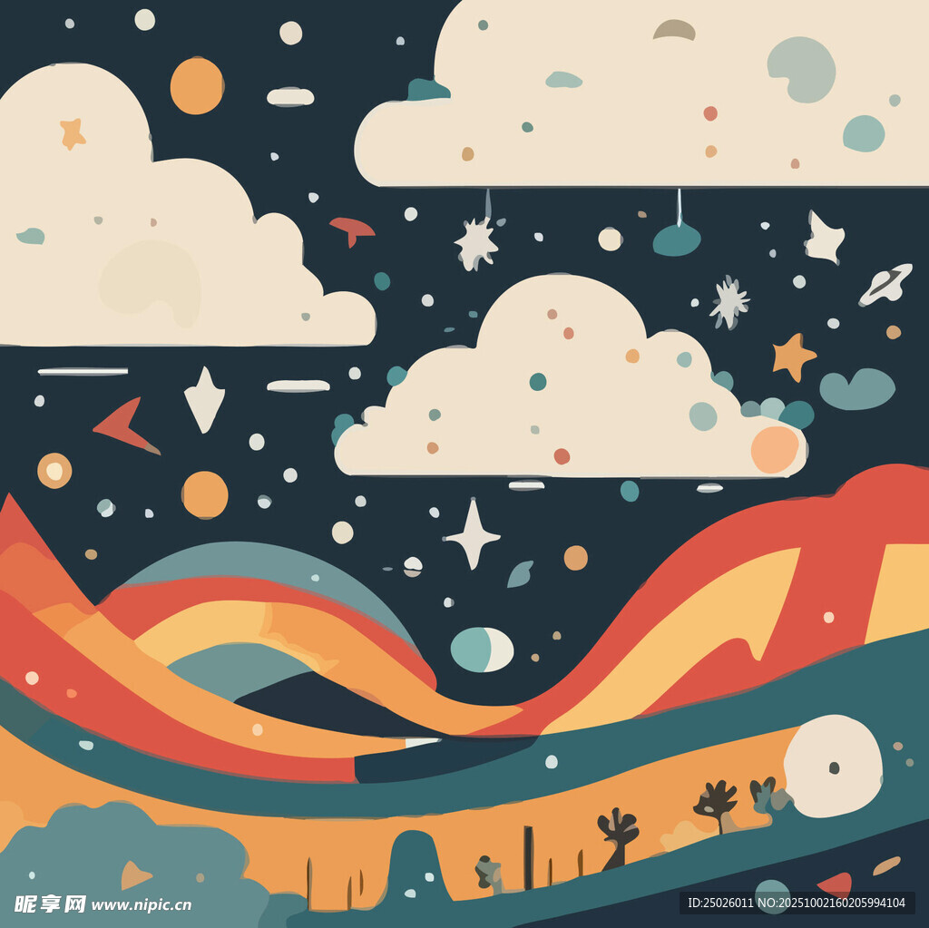 夢幻星空下的多彩奇幻景觀