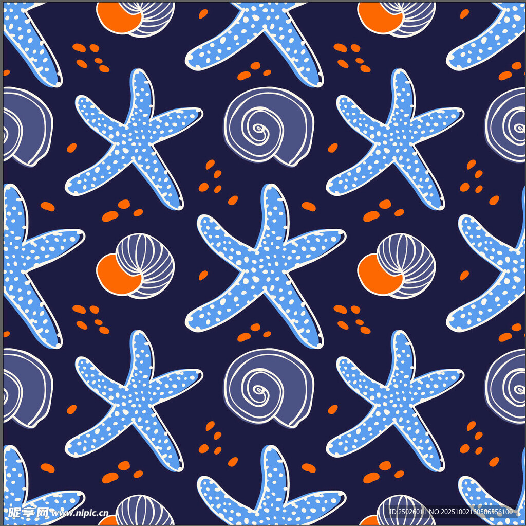 海洋元素海星貝殼圖案