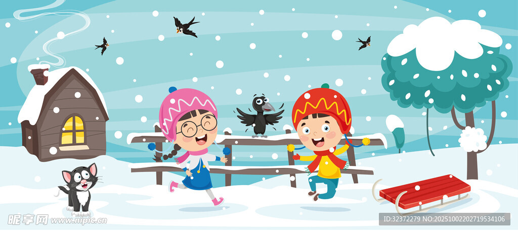 雪地中孩子們的歡樂時(shí)光