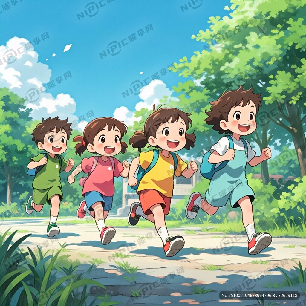 小朋友們?cè)趹敉獗寂芡嫠５膱?chǎng)景圖