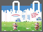 卡通小牛圖案牛奶手提袋